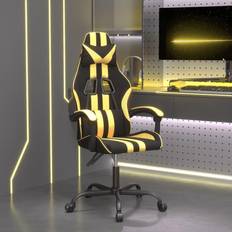 Sillas de juego vidaXL Silla gaming cuero sintético negro y dorado Negro