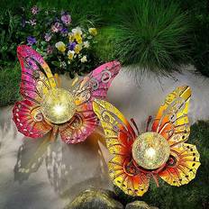 GardenWize Solar Metal Sunset Butterfly Bedlampe