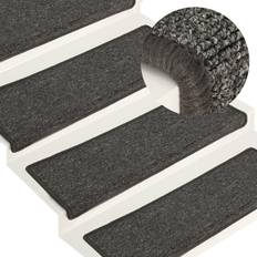 Uni Tapis d'escalier vidaXL Tapis d'Escalier 15 pcs 65x21x4 cm Noir, Gris