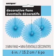 Guirnaldas Unique Party 63251 Mini Baby Blue Tissue Paper Fan Decorations, Pack of 3