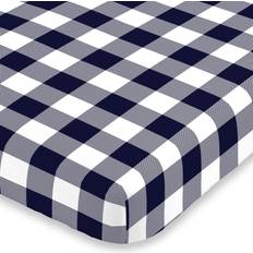 Buffalo check fabric NoJo Buffalo Check Navy and White Super Soft Fitted Crib Sheet