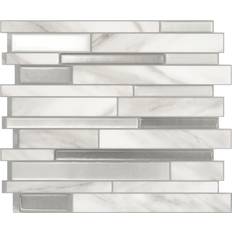 Pavimento Piastrelle mosaico Smart Tiles Milano Carrera 4-Pack Gray Marble 10-in 11-in Multi-finish Resin Peel Stick