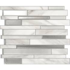 Smart Tiles Smart Tiles Milano Carrera 4-Pack Gray Marble 10-in 11-in Multi-finish Resin Peel Stick