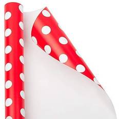 Jam Paper Wrapping Christmas Red with White Polka Dots 25 Sq ft 1/Pack