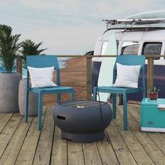 Novogratz Furniture Asher Dark Grey 22" Wood Burning Fire Pit with Grilling Surface