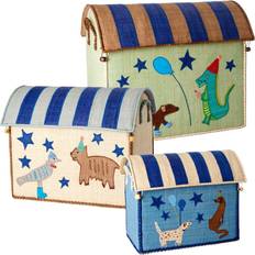 Raffia Toy Baskets with Blue Party Animal Theme 3 Set