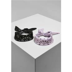 Unisex satin 2-pack bandana, svart/lila, en