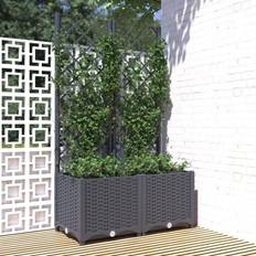 vidaXL Plantekasse med espalier 80x40x136 PP mørkegrå Plantekasse