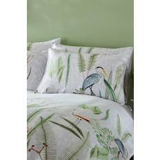 Paoletti Aaliyah 200 Thread Count Botanical Piped Pillow Case Green, Grey