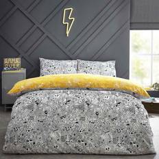Furn Style Lab Doodles King Duvet Cover Black, Multicolour, Yellow, White