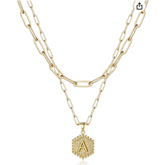M Mooham Dainty Layered Initial Necklaces - Gold