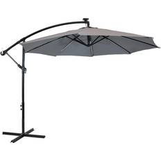 Led outdoor pole lights Sunnydaze Decor 9.5 ft. Offset Cantilever Patio Umbrella with Solar