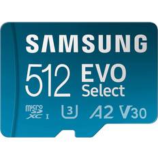 512 GB - microSDXC Memory Cards & USB Flash Drives Samsung EVO Select microSDXC Class 10 UHS-I U3 V30 A2 130MB/s 512GB