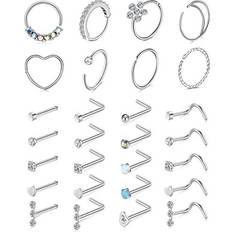 Mayhoop Nose Rings Hoop (28pcs) - Silver