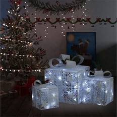 Lampade Natalizie vidaXL Scatole Regalo Decorative Natale 3 pz Bianche da Esterno Interni Lampada Natalizia