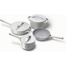 Gray Cookware Caraway Ceramic Nonstick Cookware Set with lid 7 Parts