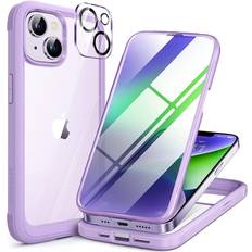 Clear Bumper Case with Tempered Glass Screen Protector and Camera Lens 2 Pcs for iPhone 14 Plus