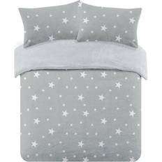 Brentfords Dreamscene Star Teddy Fleece Duvet Cover White, Grey, Silver
