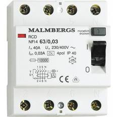 Eluttag med jordfelsbrytare Malmbergs JORDFELSBR.63/0.03A,4P,A