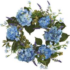 Flowers Nearly Natural 24â Blue Hydrangea Wreath