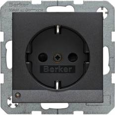 Berker Stikkontakt Schuko med jord og LED lys S./B. antracit
