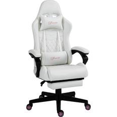 Cheap Gaming Chairs Vinsetto Racing Gaming Chair w/ Padded Arms, Pu Leather Recliner Office, White Unisex