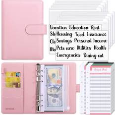 Pink Desktop Organizers & Storage Skydue Budget Binder with Zipper Cash Envelopes