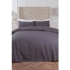 Linne - Silver Påslakan Highams Highams Seersucker Sängtäcke, polyester/bomull, antracit Påslakan Grå, Vit, Silver, Svart