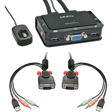 Lindy 2-port VGA, USB 2.0 och ljud KVM-omkopplare kompakt