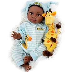 Milidool African American Newborn Boy Doll with Giraffe