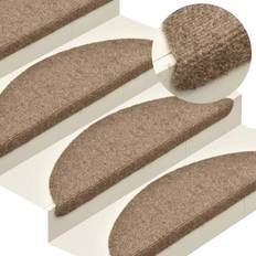 Hvid - Rektangulære Trappemåtter vidaXL selvklæbende trappemåtter 10 tuftet Brun, Hvid, Beige cm