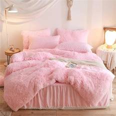 Luxury Plush Shaggy Duvet Cover Pink, Red, Blue, Purple, White, Black, Orange (228.6x228.6cm)