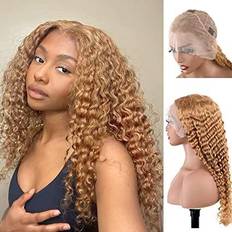 BLY 13x4 HD Transparent Deep Wave Curly Lace Front Wig 18 inch #27