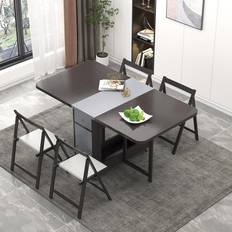 Casters Dining Sets Homary Ultic Modern Dining Set 31.5x59.1" 5