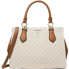 Michael Kors Beige Handtaschen Michael Kors Marilyn Medium Logo Satchel - Vanilla/Acorn