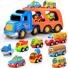 Sound Trucks Big Carrier Truck with 8 Small Cartoon Pull Back Cars