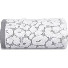 Allure Hand Luxury Jacquard Leopard Bath Towel White, Grey