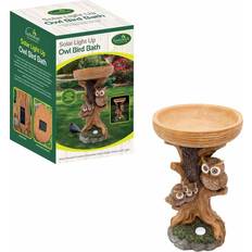 Gardenkraft 11059 Owl Design Bird Bath with Solar Material