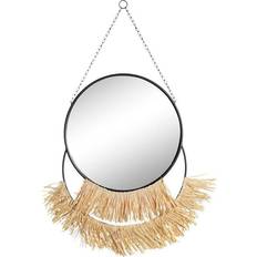 Fibre Spejle Dkd Home Decor Natur Gylden Fiber Frynse Vægspejl
