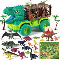 Toys Temi 25 in 1 New Tyrannosaurus Rex Dinosaur Carrier Truck Set