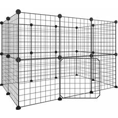 vidaXL 20-Panel Pet Cage with Door Black 35x35 Steel Black