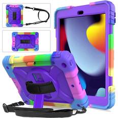 Bumper Cases BMOUO iPad 9th Generation Case, iPad 8th/7th Generation Case, iPad 10.2 Case,Hybrid Shockproof [360 Rotating Stand] [Hand Strap] [Pencil Holder] Kids Case for New iPad 10.2" 2021/2020/2019