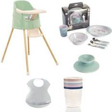 Oui Vaisselle pour bébé Thermobaby Chaise haute évolutive en rehausseur de chaise Coffret vaisselle Boîtes de conservation Bavoir semi-rigide