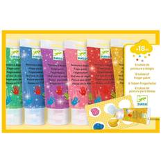 Peintures pour les doigts Djeco Finger Paint Glitter 6pcs