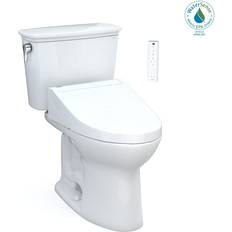 Toilets Toto Drake Cotton Elongated Standard Height 2-piece WaterSense Toilet 10-in Rough-In Size with Bidet (Ada Compliant) in White MW7863084CEFG.10-01