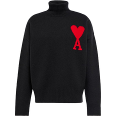 Women - XXXS Tops Ami Paris Ami De Coeur Funnel Neck Sweater Unisex - Black/Red