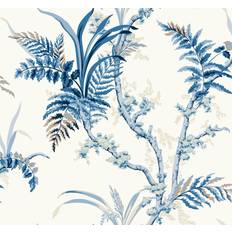 Wallpapers York Wallcoverings Grandmillennial Blue Enchanted Fern Pre Pasted Wallpaper