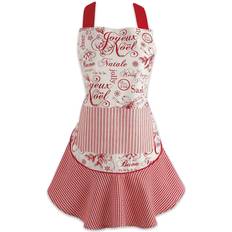 Aprons DII Imports Vintage Christmas Ruffle Apron Multicolor, Red