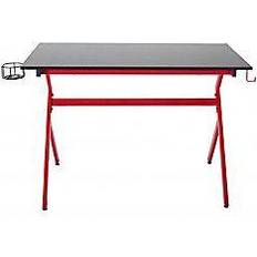 Ergonomic Gaming Desk with Headphone Hook - Red