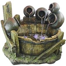 Multicolour Fountains Design Toscano Urns & Barrel Cascading Waterfall Illuminated Garden Fountain